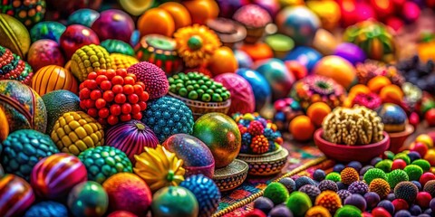 Fototapeta premium Vibrant Color Palette: High-Resolution Stock Photo of Colorful Objects with Deep Depth of Field