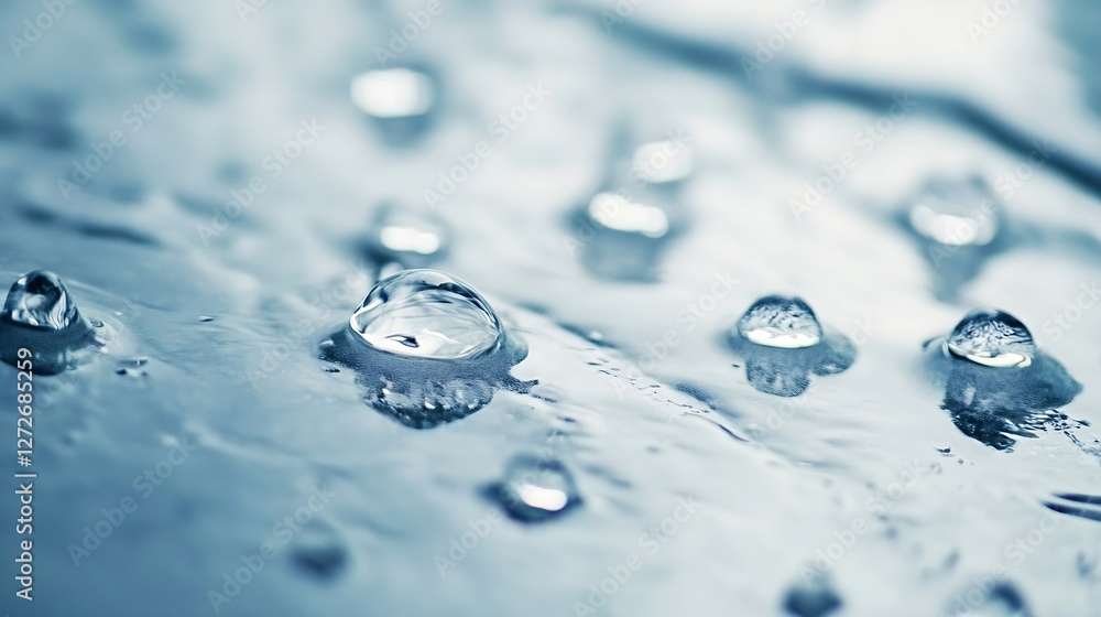 Aufkleber close up of water droplets on smooth surface with soft reflections : generative ai