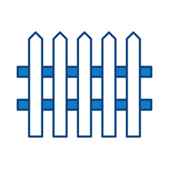 Fence Blue Line Editable Stroke Icon. Real Estate, Building, House, Home, Property Vector Illustration