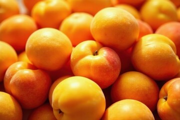 A Bountiful Harvest of Ripe and Juicy Apricots, Glowing with Summer Sunshine, Perfectly Arranged for a Vibrant Display