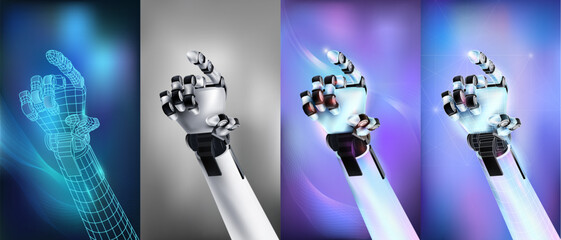 Abstract infographic with various options of robot hands on a beautiful background.