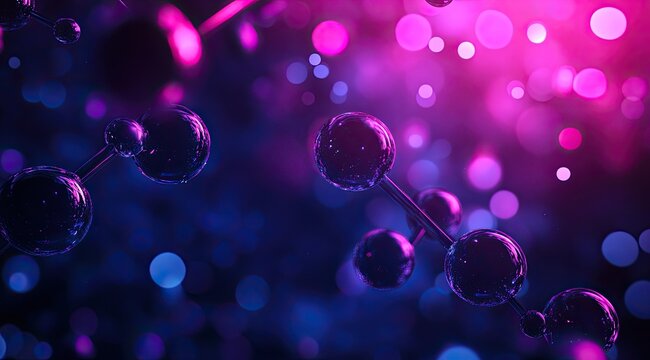 Abstract Molecular Structure in Vibrant Neon Colors - Powered by Adobe