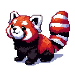 Fototapeta premium 레서판다, 픽셀아트, jpeg (Red panda, pixel art, jpeg)