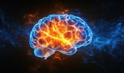 Obraz premium Burning brain, abstract, energetic, conceptual image