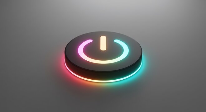 Glow power button icon - system startup - tech product marketing visuals