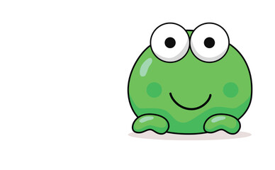 Green frog smilling with white eyes vector cartoon style