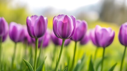 Obraz premium Colorful Tulips Blooming in a Vibrant Spring Garden Full of Life : Generative AI