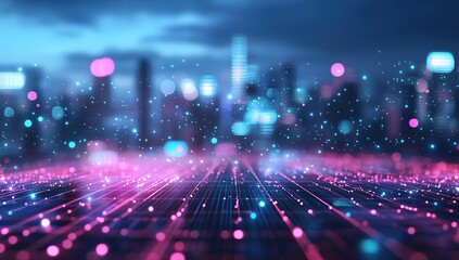 Exploring Futuristic Cityscapes: Networked Lights Illuminate Urban Nightscapes with Vibrant Hues