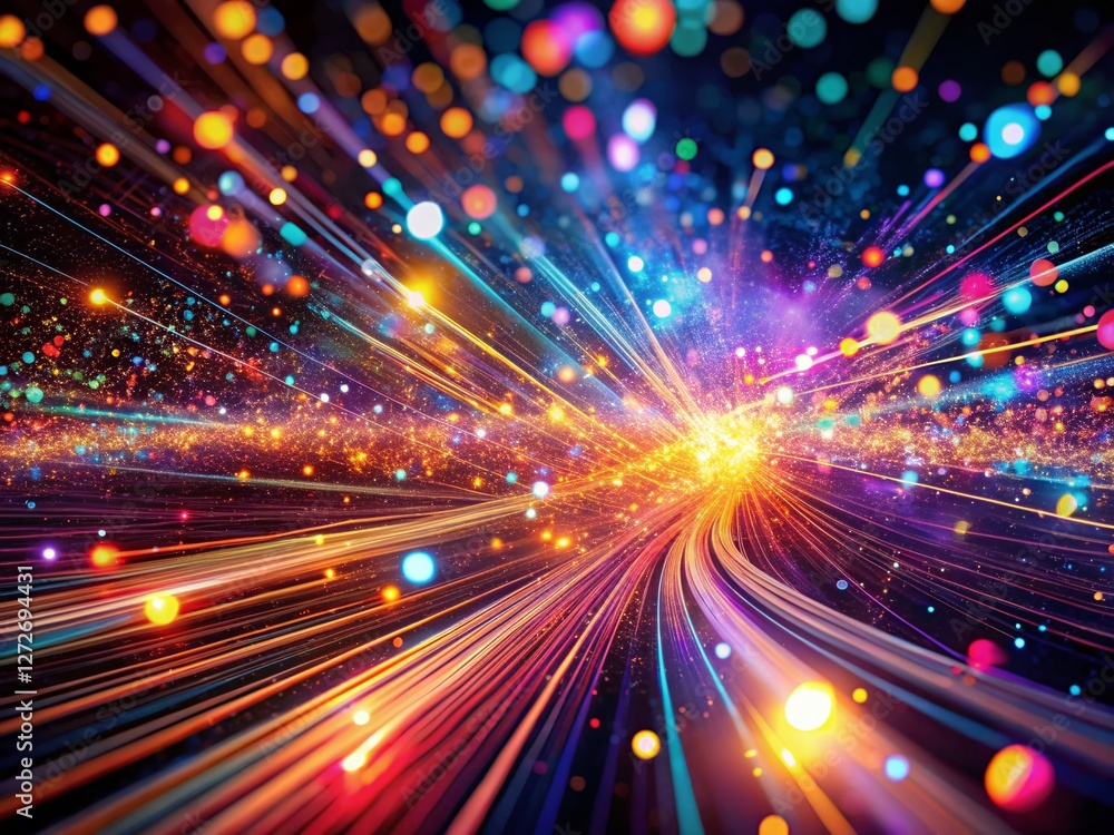 Poster vibrant pixelated tech background: abstract interconnected particle patterns
