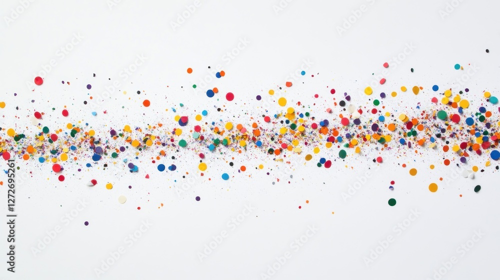 Poster a vibrant array of colorful dots scattered across a white background, creating a lively visual effec