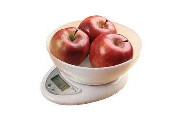 red apples on a scale. Apple kilogram