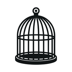 Empty birdcage silhouette vector illustration isolated on white background