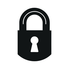 Simple vector illustration of a padlock. Lock silhouette vector illustration isolated on white background