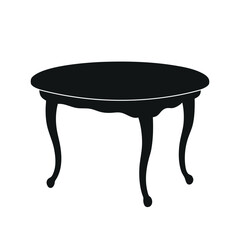 vintage oval dining table silhouette vector illustration isolated on white