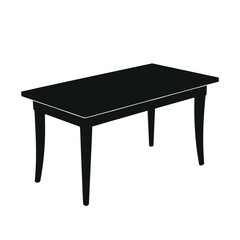 Simple silhouette of a classic rectangular table vector illustration isolated on white background