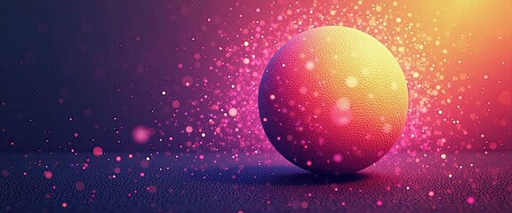 Obraz premium Vibrant Gradient Sphere with Glittering Particles on Dark Background