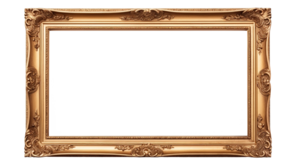 Old Fashioned Antique Picture Frame – Isolated on Transparent PNG Background
