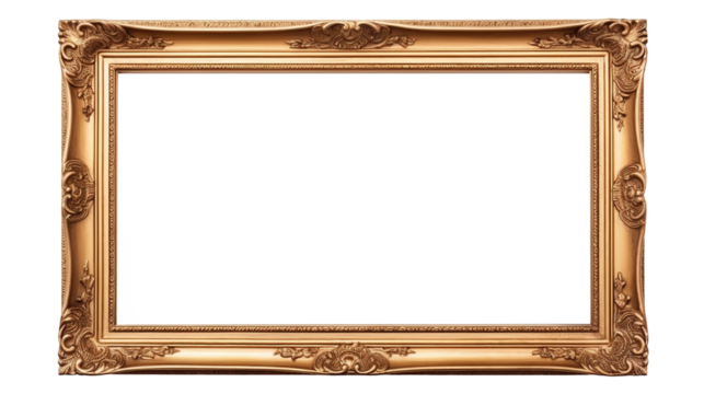 Old Fashioned Antique Picture Frame – Isolated on Transparent PNG Background
