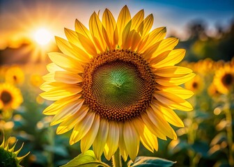 Obraz premium Vibrant Yellow Sunflower Close-Up, Blooming Summer Flower, Nature Photography