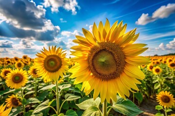 Vibrant Yellow Sunflowers Swaying in Summer Breeze - Stunning 4K Vertical Stock Photo