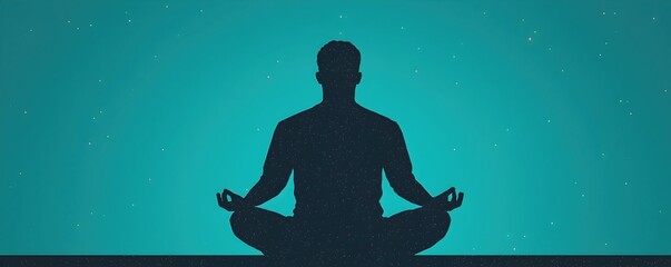 Naklejka premium Serene Practice of Meditation with Silhouette Against a Tranquil Background