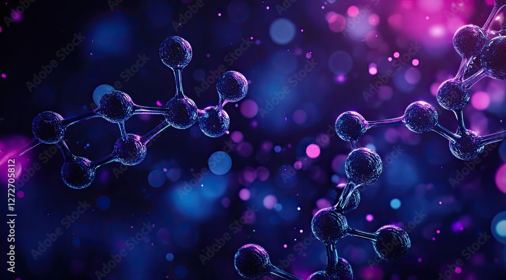 Poster molecular structure in a bokeh background