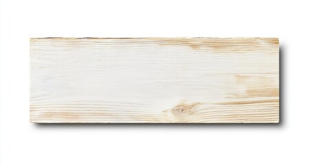 Whitewashed rectangular wooden plank with visible wood grain and texture isolated on white background. Perfect for adding text or design elements