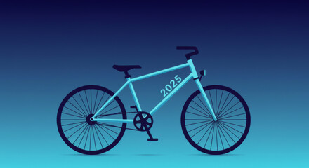 Fototapeta premium Simple bicycle illustration with the number 2025 on frame