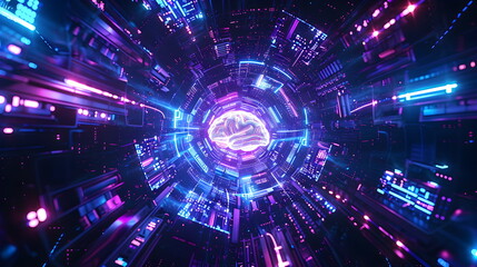 Quantum Mind: A Glowing AI Brain Surrounded by Neon Energy.