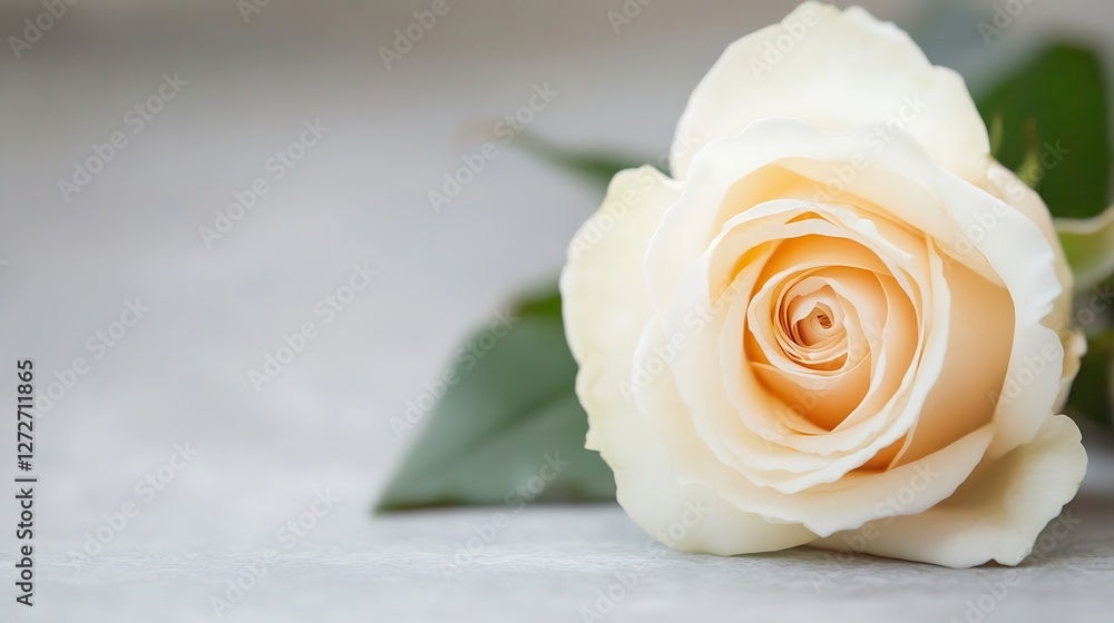Poster elegant soft peach rose blooming with delicate petals on a subtle background : generative ai