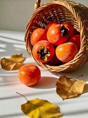 persimmon fruit in a basket