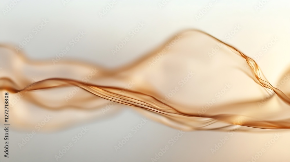 Aufkleber Fluid movement of elegant abstract lines in soft tones creating serene atmosphere of artistic expression : Generative AI