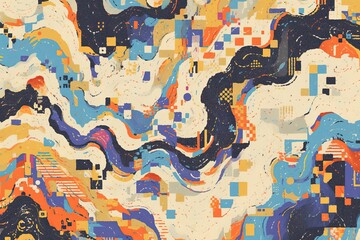 Naklejka premium Abstract art; colorful shapes; abstract design; visual art; modern, creative background