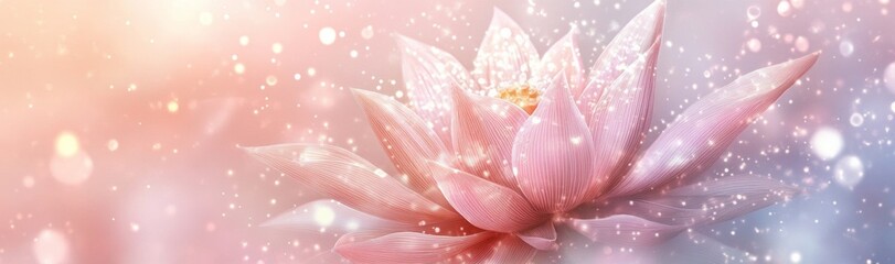 Pink lotus flower and bokeh with copy space for text, mandala background
