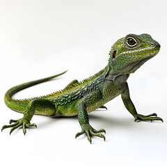 Fototapeta premium green lizard on a white background