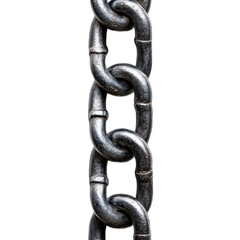 Fototapeta premium Metal Chain: a close-up shot of a sturdy metal chain, illustrating strength and connection. The textured links suggest durability and industrial resilience.
