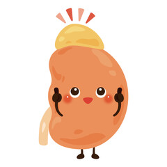 副腎を指さす腎臓のキャラクターイラスト