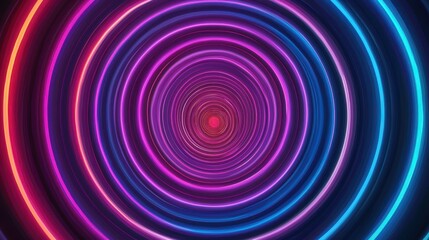 A vibrant abstract image featuring concentric circles of neon colors, creating a mesmerizing spiral effect.