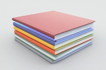 Stack of colorful books arranged neatly on a surface