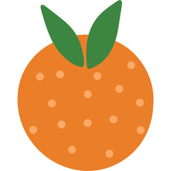 Vibrant Citrus: A cheerful illustration of a juicy orange, complete with a pair of green leaves, perfect for conveying freshness, health, and the joys of a sunny day. 