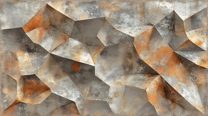 Abstract Gray Orange Stone Texture Geometric Pattern. AI Generated