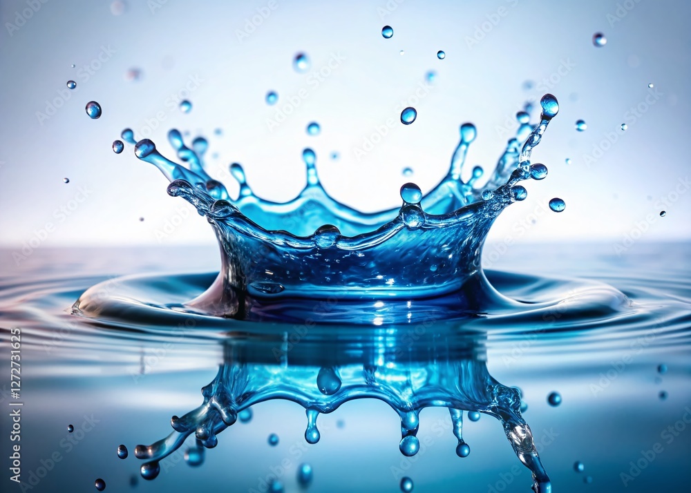 Poster water splash isolated on white background with bokeh effect - high-resolution stock photo