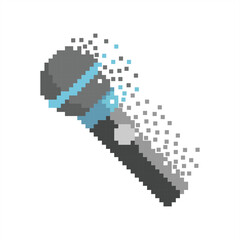 Fototapeta premium Pixel art of microphone with scattered effect.