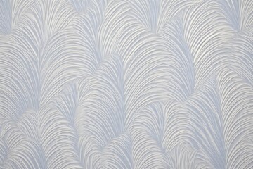 Textured wallpaper with feathery pattern in light blue and white. Art deco inspired design for elegant home decor. Seamless repetitive motif for interior walls.