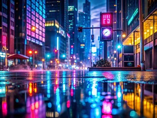 Fototapeta premium Website Shutdown Timer: Night Cityscape with Digital Clock Countdown