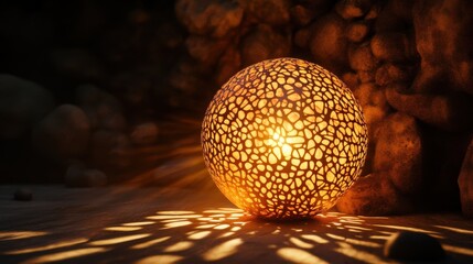 Fototapeta premium A glowing mystical sphere emitting radiant light, creating an enchanting and otherworldly ambiance in a dark space