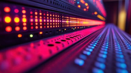 Obraz premium Colorful Abstract Lights in a Modern Digital Audio Setup