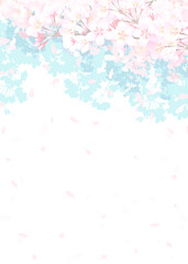 ふんわりした桜と青空のベクターイラスト