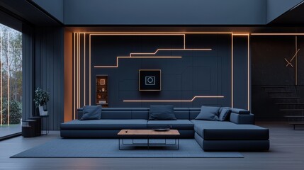 Enhancing modern living smart home with glowing iot icons in a high-tech house