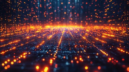 Fototapeta premium Futuristic Data Visualization with Bright Lights and Digital Particles
